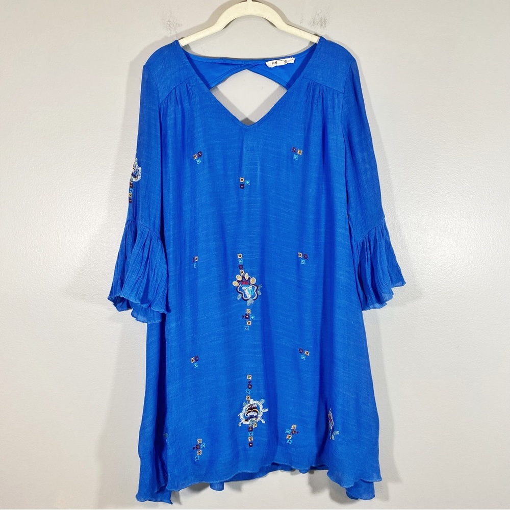 Rebellion | Blue Floral Embroidered Dress